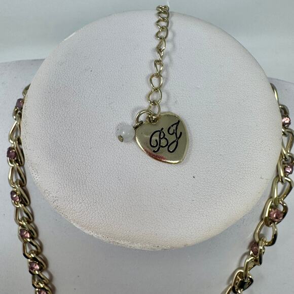 Betsey Johnson Lucite Pink Multi Color Stone Necklace 12-20" - Picture 4 of 4